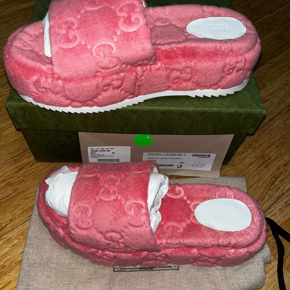Gucci Pink Platform Slides